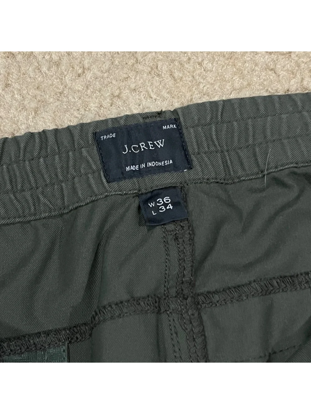 J.Crew Mens 1040 Athletic Fit Performance Pants Green Size 36x34